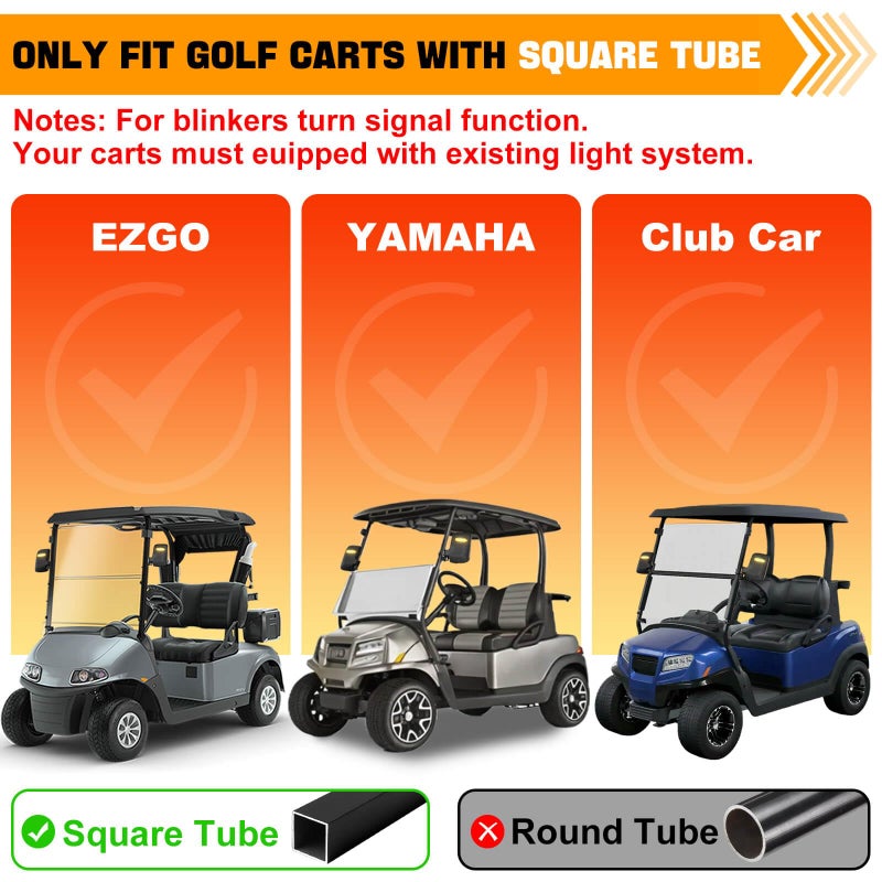 LEAPGOMAX Golf Cart Side Mirrors with Turn Signal Light Golf Cart Rear View Mirrors for Club Car EZGO Yamaha Side Mirrors Golf Cart - Image 2